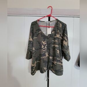 Camo V-Neck Women's Top
